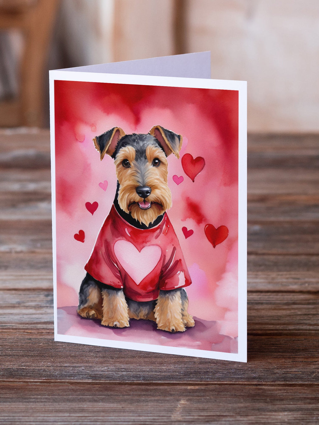 Welsh Terrier My Valentine Greeting Cards Pack of 8 Blank Cards with Envelopes Whimsical A7 Size 5x7