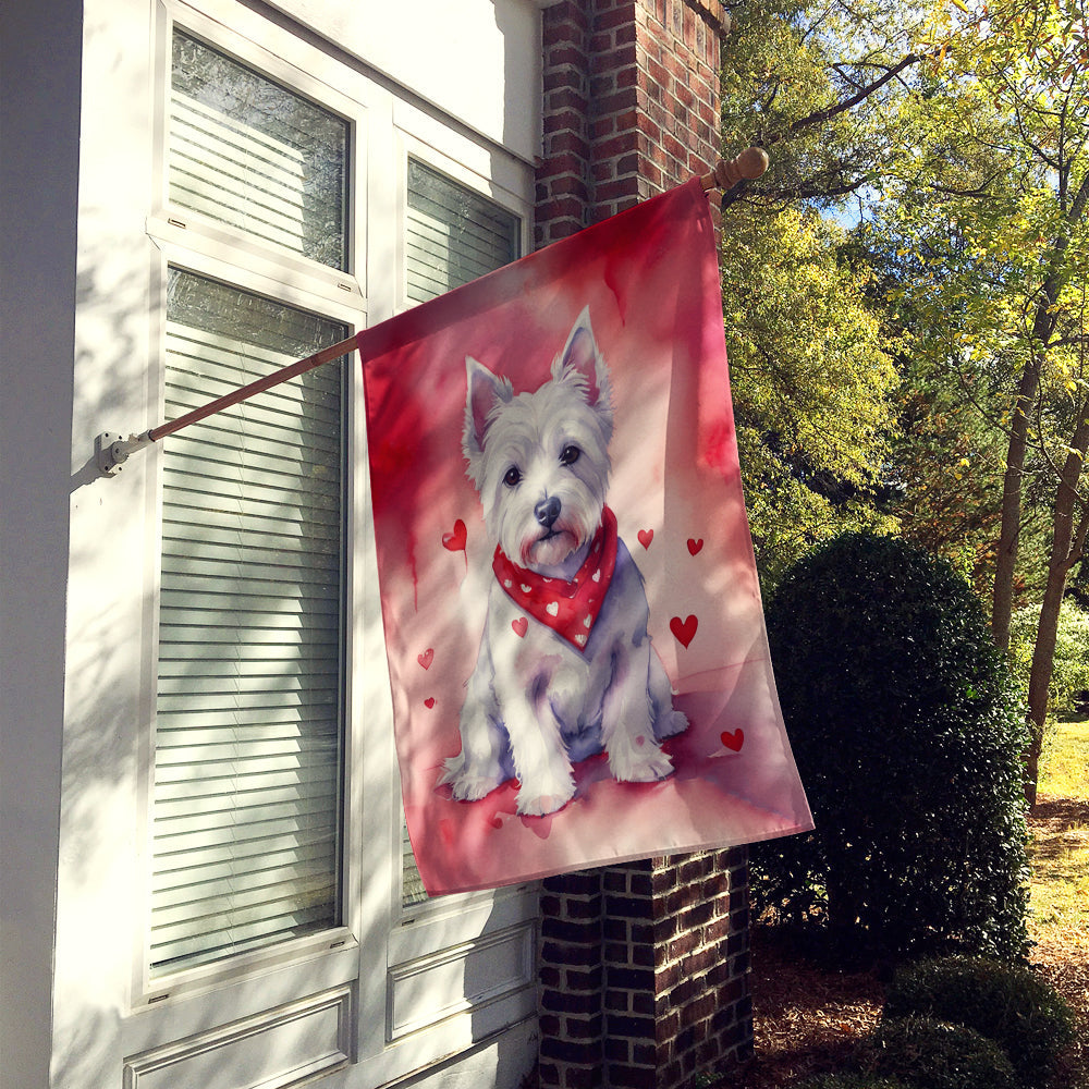Westie My Valentine House Flag 28x40 Porch Sleeve Pole Decorative Outside Yard Banner Artwork Wall Hanging, Polyester