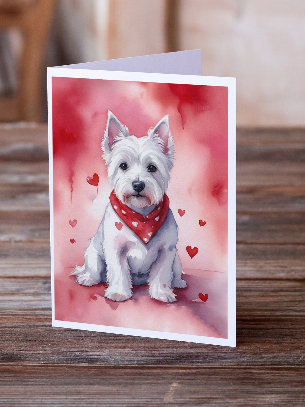 Westie My Valentine Greeting Cards Pack of 8 Blank Cards with Envelopes Whimsical A7 Size 5x7