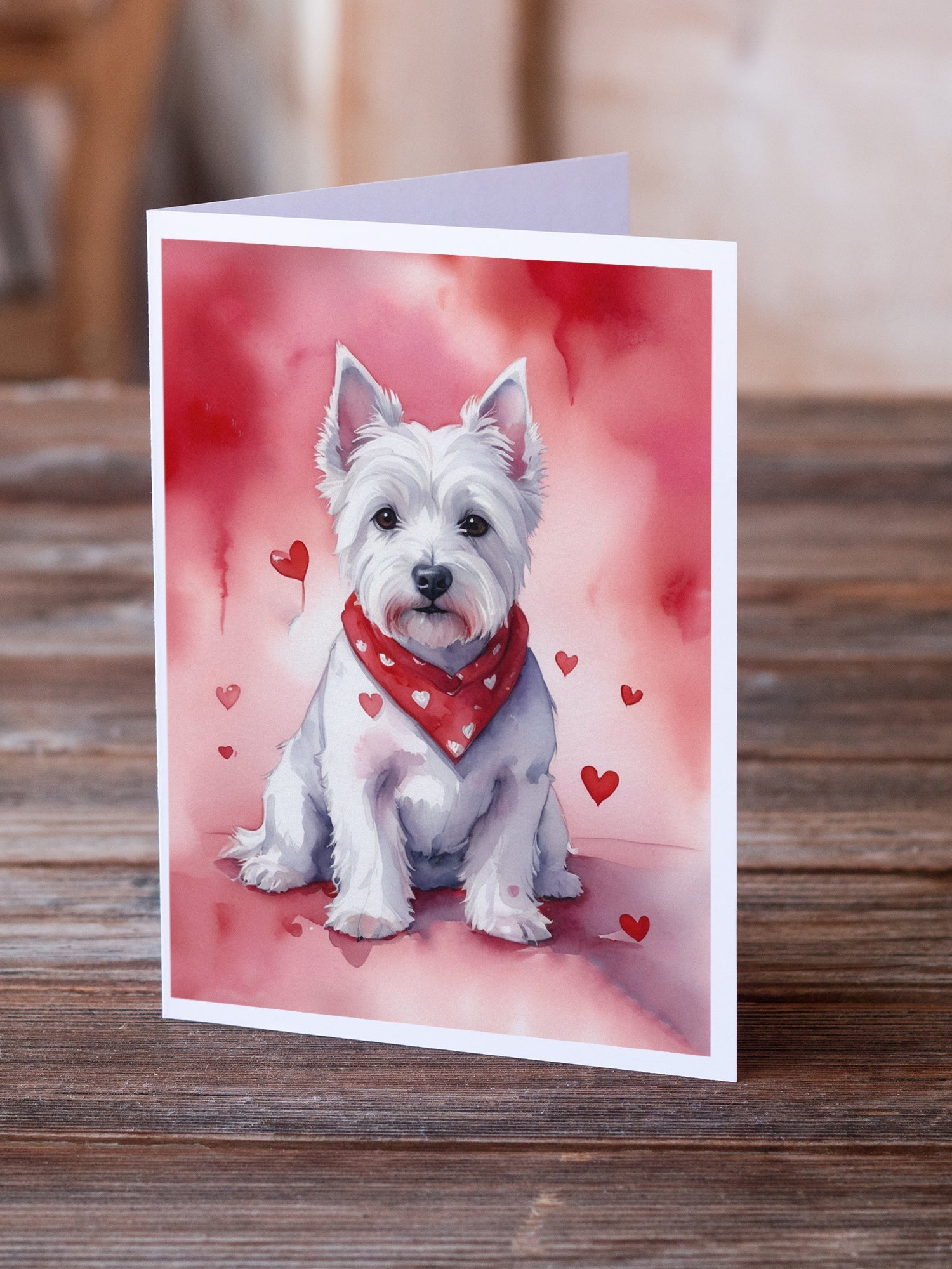 Westie My Valentine Greeting Cards Pack of 8 Blank Cards with Envelopes Whimsical A7 Size 5x7