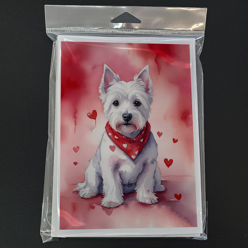 Westie My Valentine Greeting Cards Pack of 8 Blank Cards with Envelopes Whimsical A7 Size 5x7