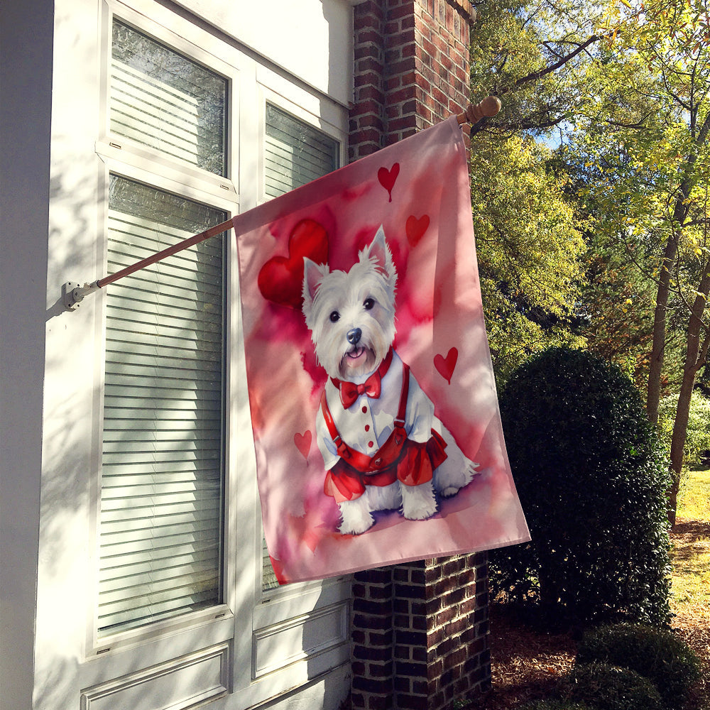 Westie My Valentine House Flag 28x40 Porch Sleeve Pole Decorative Outside Yard Banner Artwork Wall Hanging, Polyester