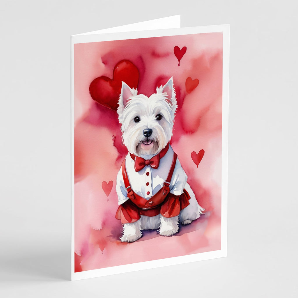 Westie My Valentine Greeting Cards Pack of 8 Blank Cards with Envelopes Whimsical A7 Size 5x7