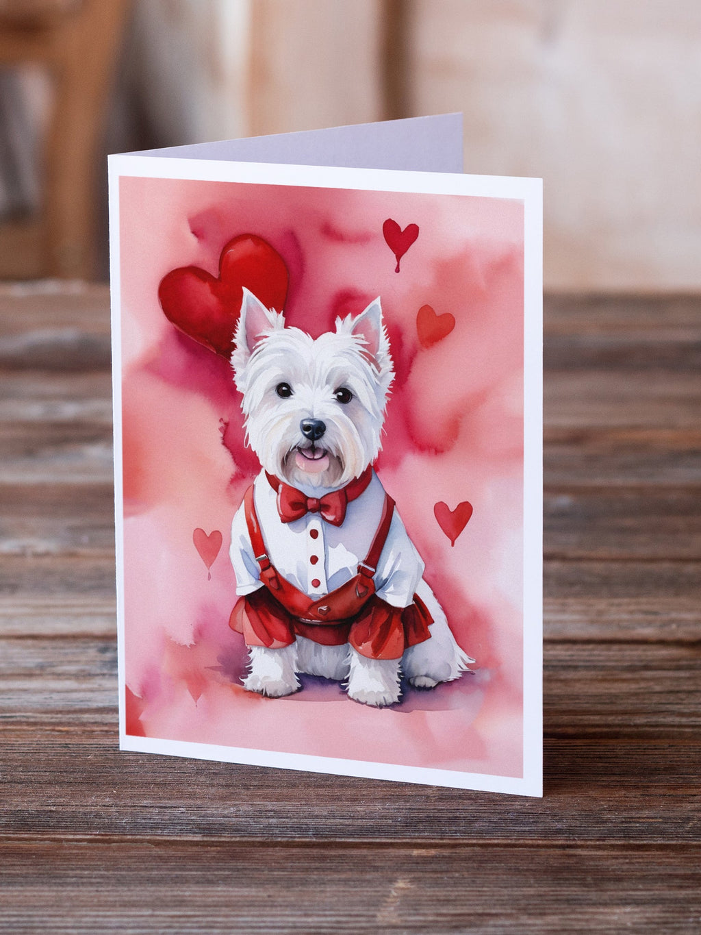 Westie My Valentine Greeting Cards Pack of 8 Blank Cards with Envelopes Whimsical A7 Size 5x7