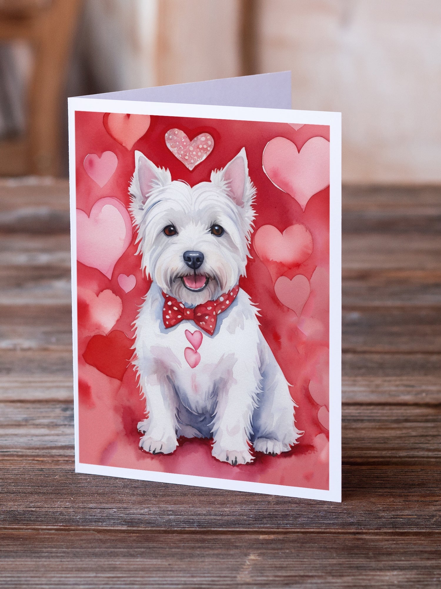 Westie My Valentine Greeting Cards Pack of 8 Blank Cards with Envelopes Whimsical A7 Size 5x7