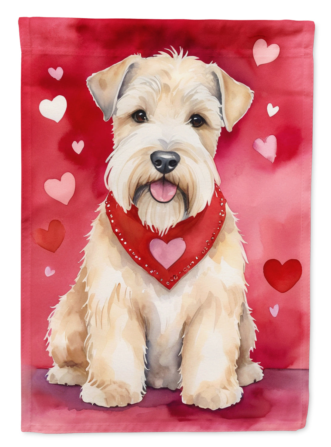 Wheaten Terrier My Valentine House Flag 28x40 Porch Sleeve Pole Decorative Outside Yard Banner Artwork Wall Hanging, Polyester