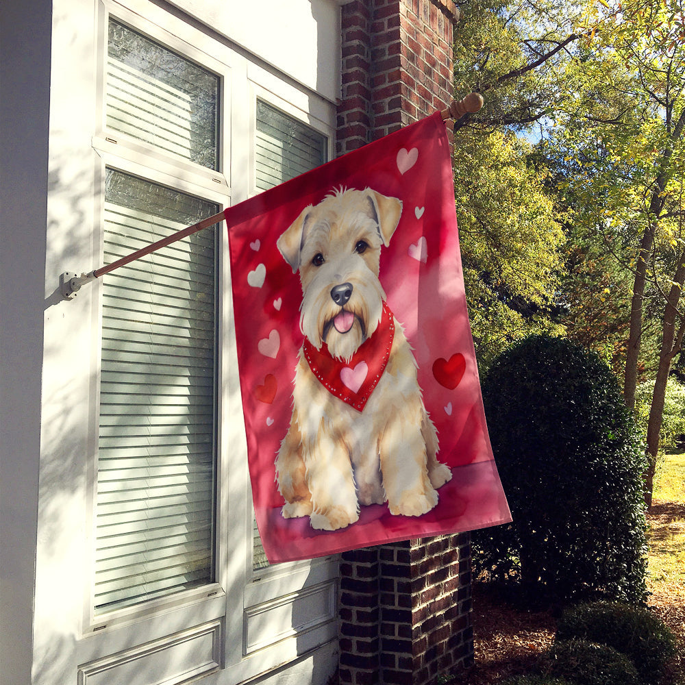 Wheaten Terrier My Valentine House Flag 28x40 Porch Sleeve Pole Decorative Outside Yard Banner Artwork Wall Hanging, Polyester