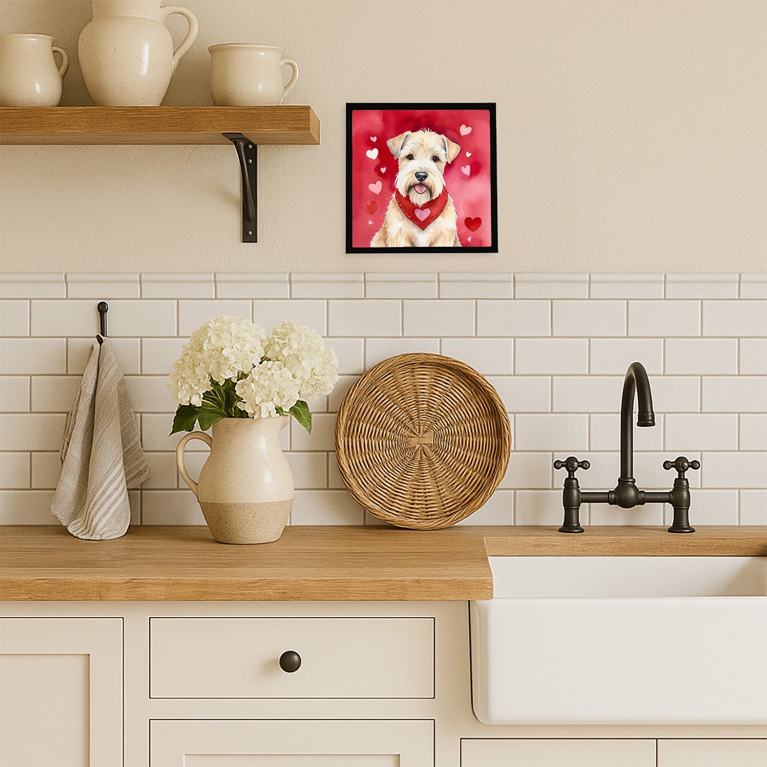 Wheaten Terrier My Valentine Framed Metal Print Bathroom, Kitchen, Office, Home Decor Wall Art Ready to Hang, Square, 8X8
