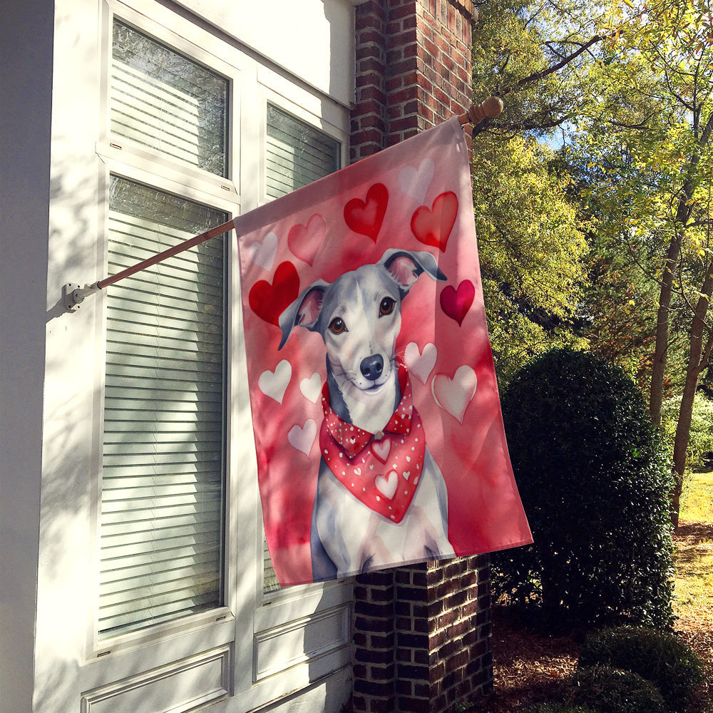 Whippet My Valentine House Flag 28x40 Porch Sleeve Pole Decorative Outside Yard Banner Artwork Wall Hanging, Polyester