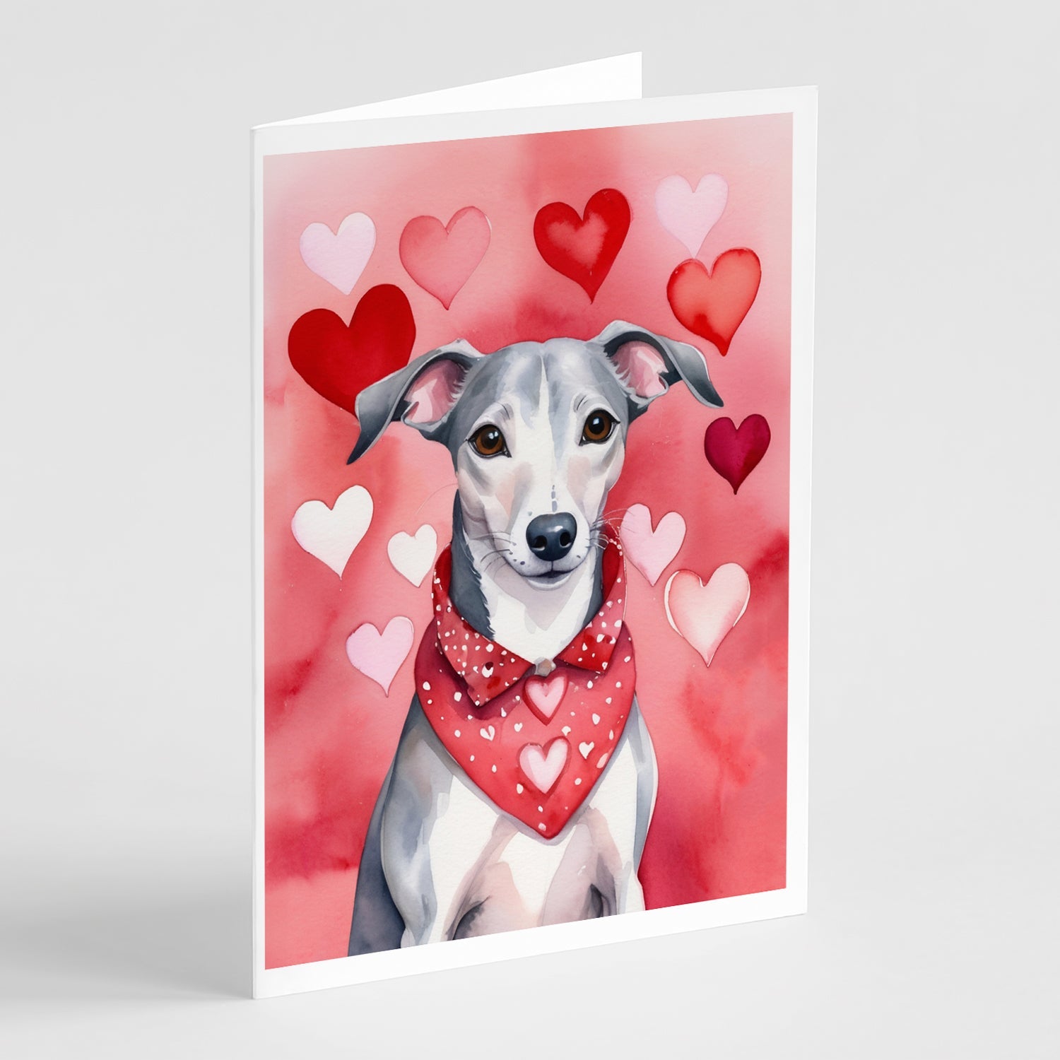 Whippet My Valentine Greeting Cards Pack of 8 Blank Cards with Envelopes Whimsical A7 Size 5x7