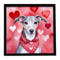 Whippet My Valentine Framed Metal Print Bathroom, Kitchen, Office, Home Decor Wall Art Ready to Hang, Square, 8X8