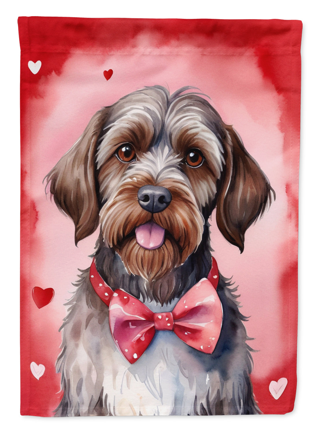 Wirehaired Pointing Griffon My Valentine House Flag 28x40 Porch Sleeve Pole Decorative Outside Yard Banner Artwork Wall Hanging, Polyester