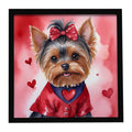 Yorkshire Terrier My Valentine Framed Metal Print Bathroom, Kitchen, Office, Home Decor Wall Art Ready to Hang, Square, 8X8