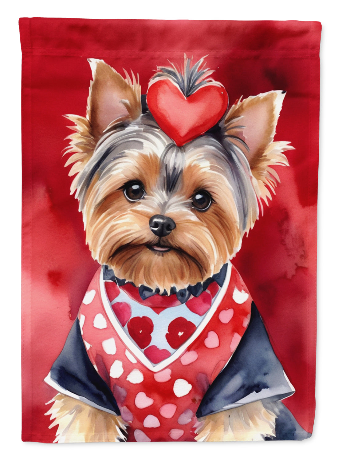Yorkshire Terrier My Valentine House Flag 28x40 Porch Sleeve Pole Decorative Outside Yard Banner Artwork Wall Hanging, Polyester