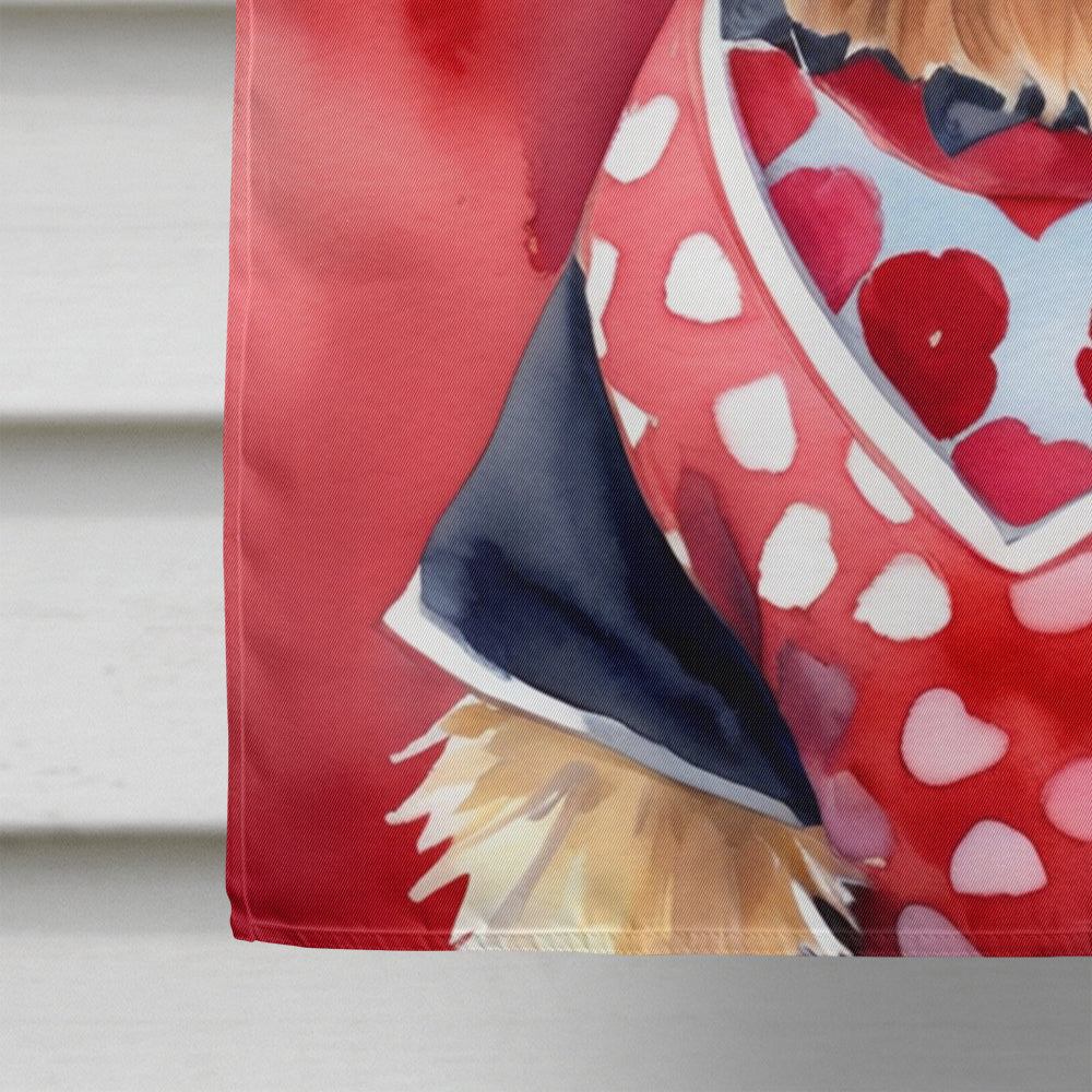 Yorkshire Terrier My Valentine House Flag 28x40 Porch Sleeve Pole Decorative Outside Yard Banner Artwork Wall Hanging, Polyester