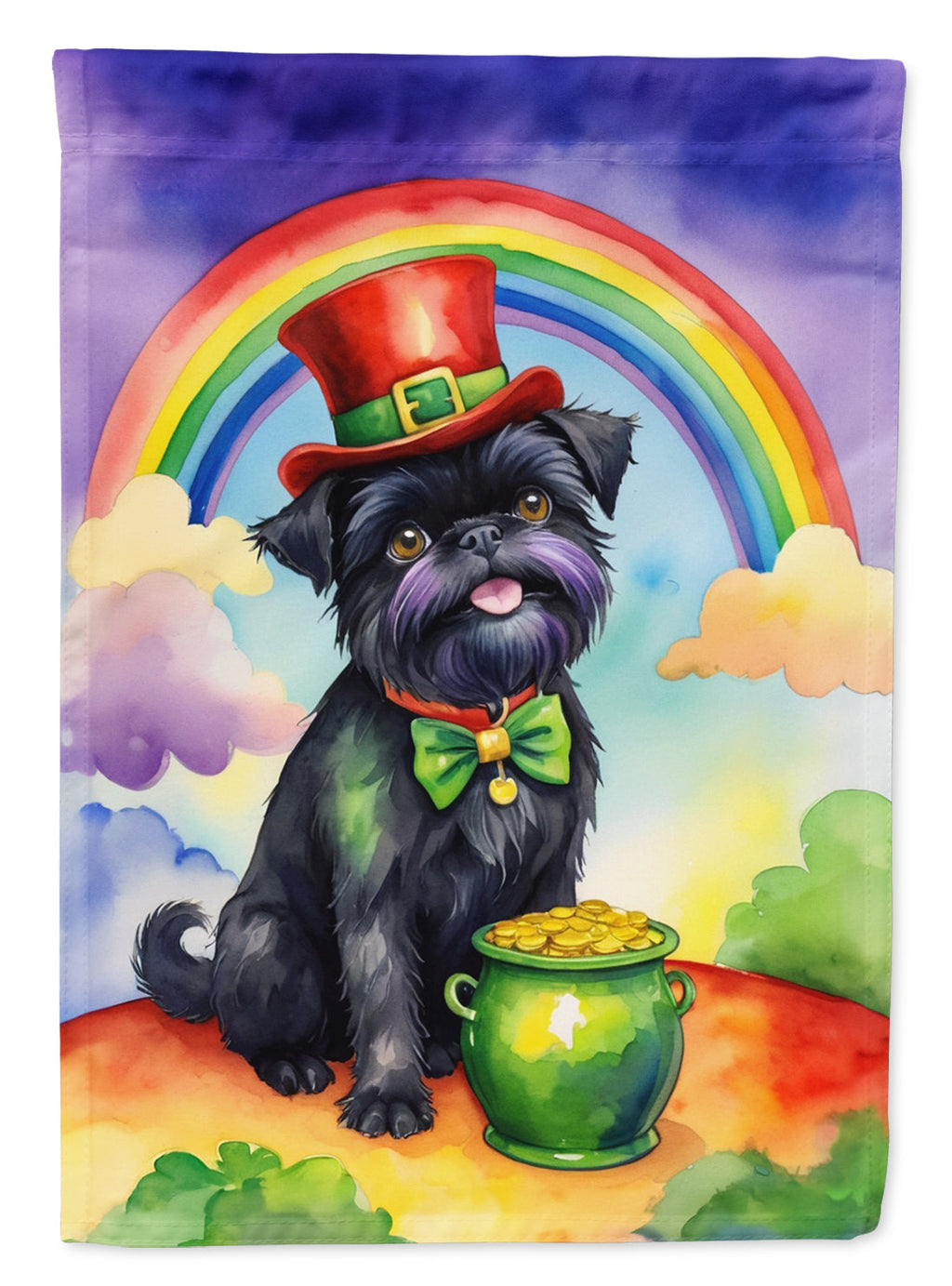 Affenpinscher St Patrick's Day House Flag 28x40 Porch Sleeve Pole Decorative Outside Yard Banner Artwork Wall Hanging, Polyester