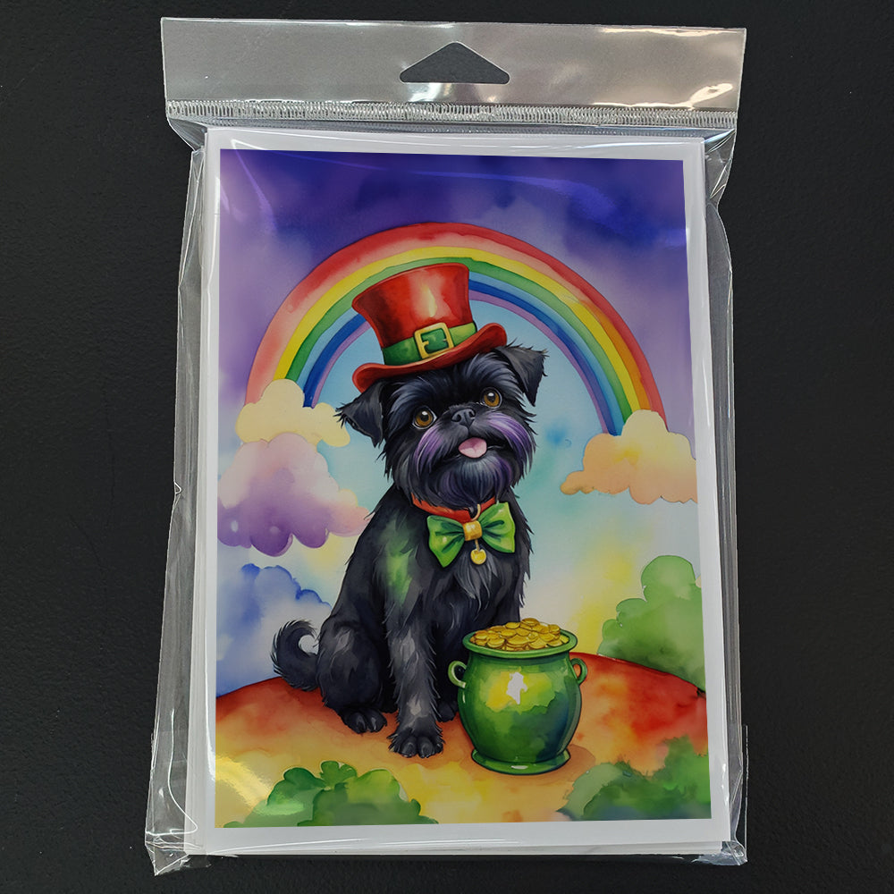 Affenpinscher St Patrick's Day Greeting Cards Pack of 8 Blank Cards with Envelopes Whimsical A7 Size 5x7