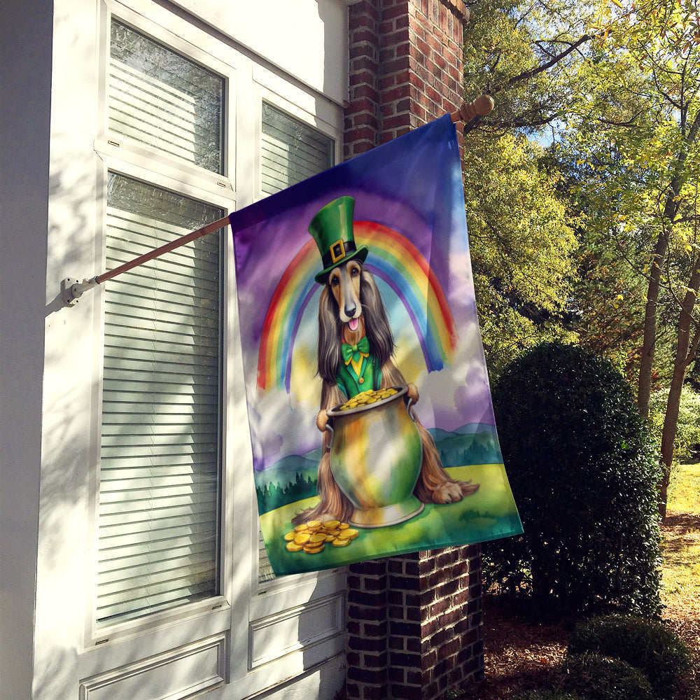 Afghan Hound St Patrick's Day House Flag 28x40 Porch Sleeve Pole Decorative Outside Yard Banner Artwork Wall Hanging, Polyester