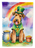 Airedale Terrier St Patrick's Day House Flag 28x40 Porch Sleeve Pole Decorative Outside Yard Banner Artwork Wall Hanging, Polyester
