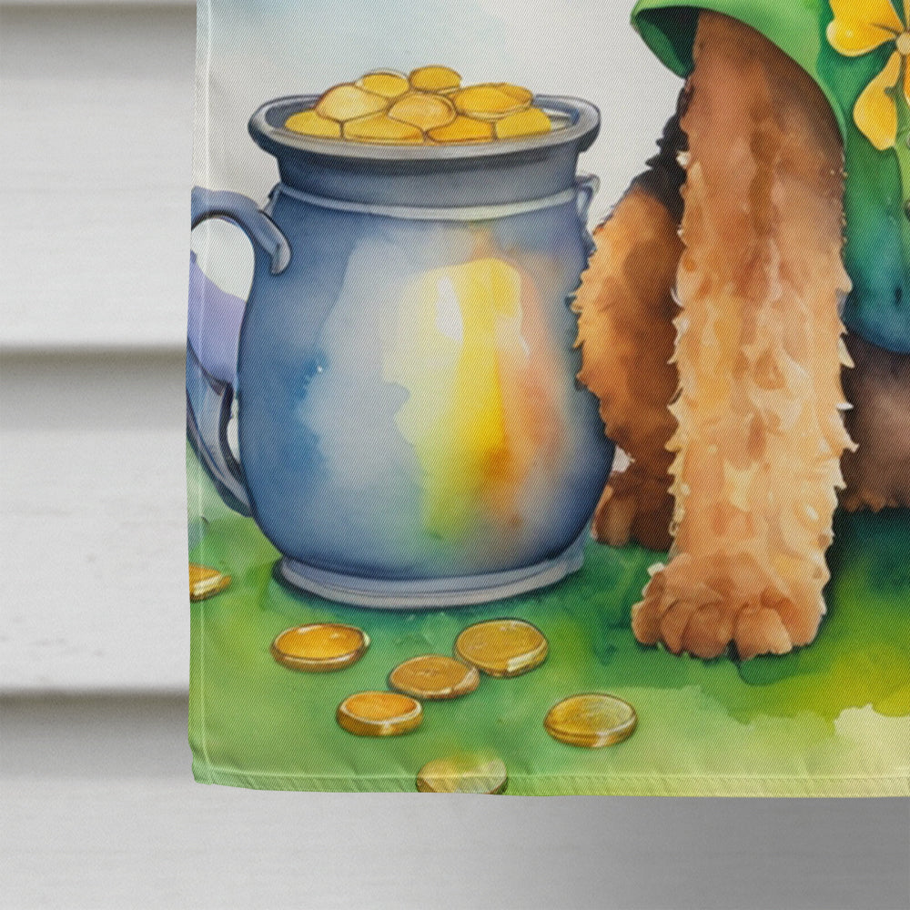 Airedale Terrier St Patrick's Day House Flag 28x40 Porch Sleeve Pole Decorative Outside Yard Banner Artwork Wall Hanging, Polyester