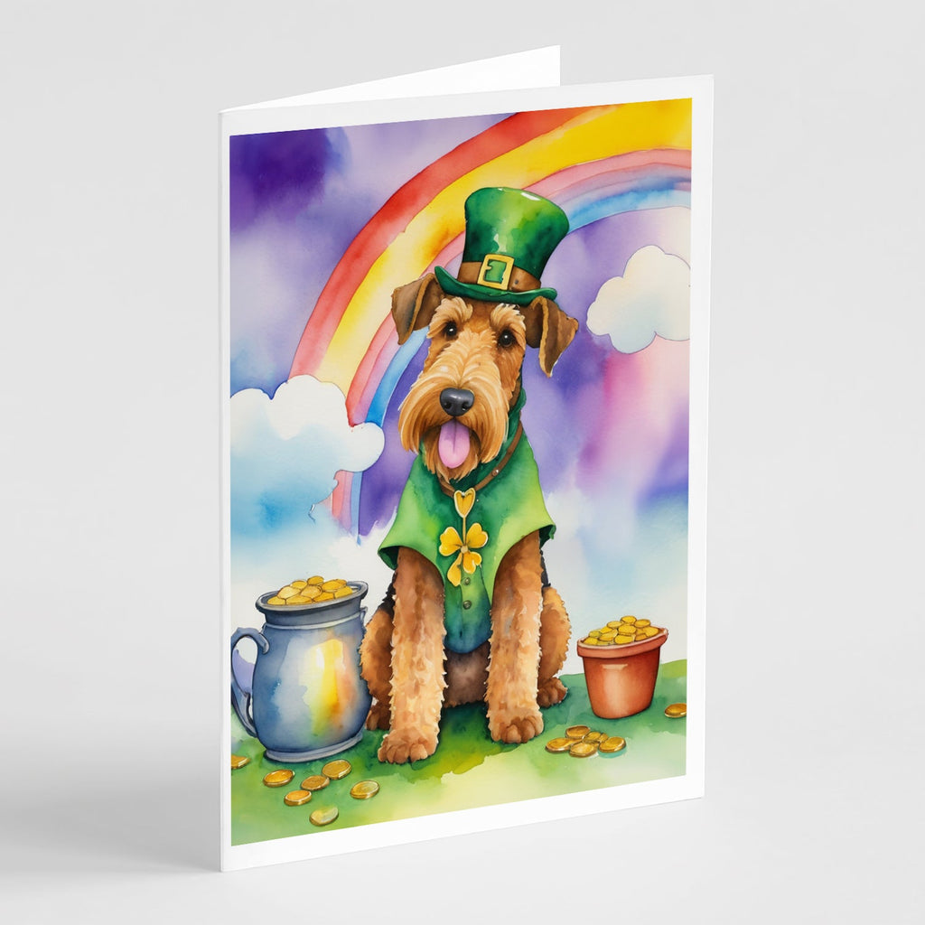 Airedale Terrier St Patrick's Day Greeting Cards Pack of 8 Blank Cards with Envelopes Whimsical A7 Size 5x7