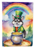 Alaskan Klee Kai St Patrick's Day House Flag 28x40 Porch Sleeve Pole Decorative Outside Yard Banner Artwork Wall Hanging, Polyester