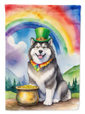 Alaskan Malamute St Patrick's Day House Flag 28x40 Porch Sleeve Pole Decorative Outside Yard Banner Artwork Wall Hanging, Polyester