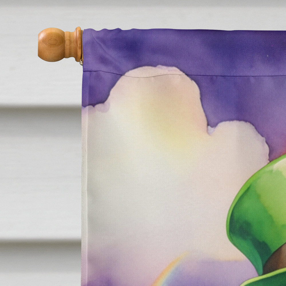 American Bulldog St Patrick's Day House Flag 28x40 Porch Sleeve Pole Decorative Outside Yard Banner Artwork Wall Hanging, Polyester