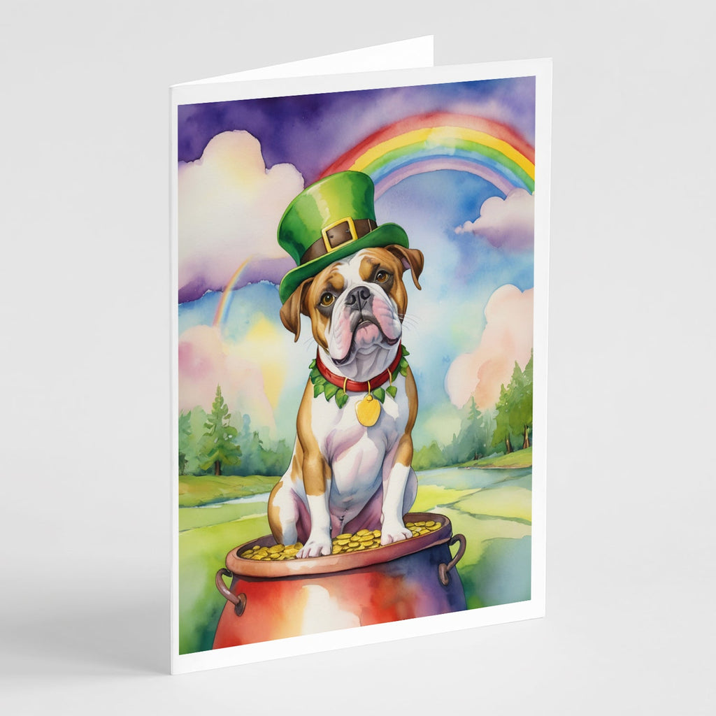 American Bulldog St Patrick's Day Greeting Cards Pack of 8 Blank Cards with Envelopes Whimsical A7 Size 5x7