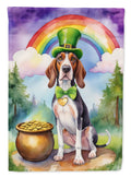 American English Coonhound St Patrick's Day House Flag 28x40 Porch Sleeve Pole Decorative Outside Yard Banner Artwork Wall Hanging, Polyester