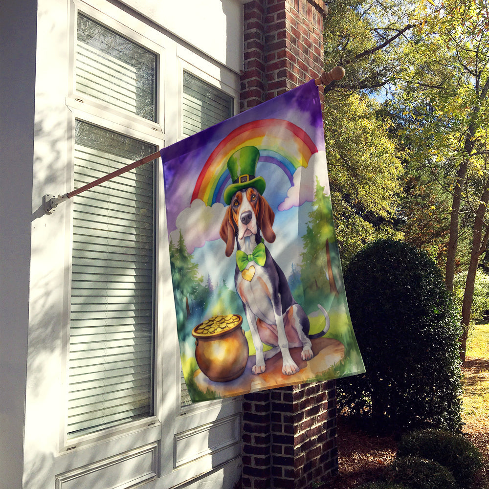 American English Coonhound St Patrick's Day House Flag 28x40 Porch Sleeve Pole Decorative Outside Yard Banner Artwork Wall Hanging, Polyester