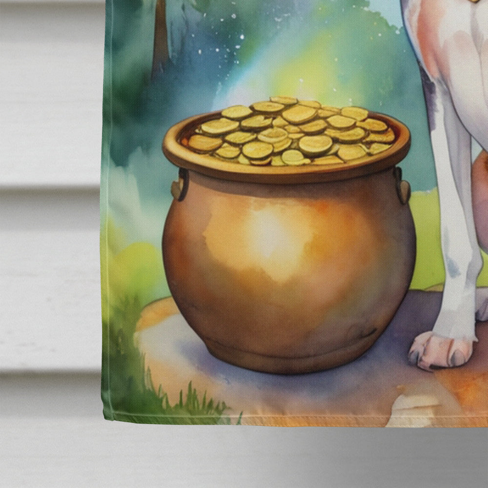 American English Coonhound St Patrick's Day House Flag 28x40 Porch Sleeve Pole Decorative Outside Yard Banner Artwork Wall Hanging, Polyester