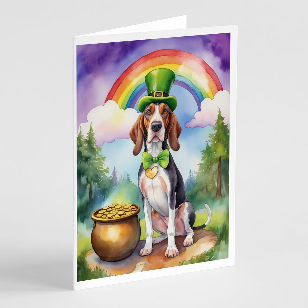 American English Coonhound St Patrick's Day Greeting Cards Pack of 8 Blank Cards with Envelopes Whimsical A7 Size 5x7