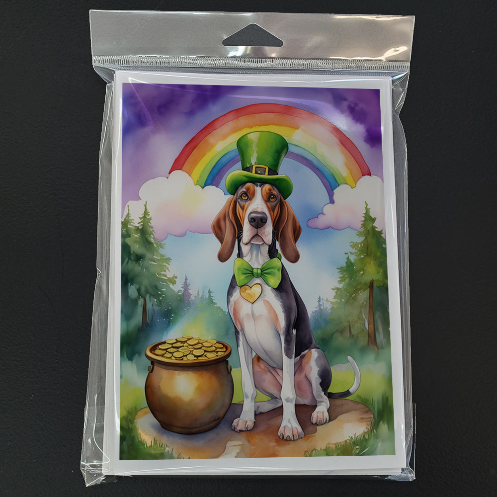 American English Coonhound St Patrick's Day Greeting Cards Pack of 8 Blank Cards with Envelopes Whimsical A7 Size 5x7