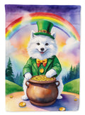 American Eskimo St Patrick's Day House Flag 28x40 Porch Sleeve Pole Decorative Outside Yard Banner Artwork Wall Hanging, Polyester