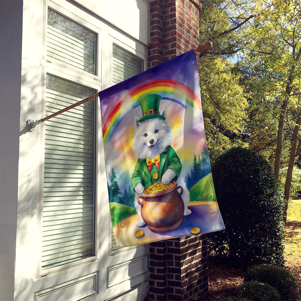American Eskimo St Patrick's Day House Flag 28x40 Porch Sleeve Pole Decorative Outside Yard Banner Artwork Wall Hanging, Polyester
