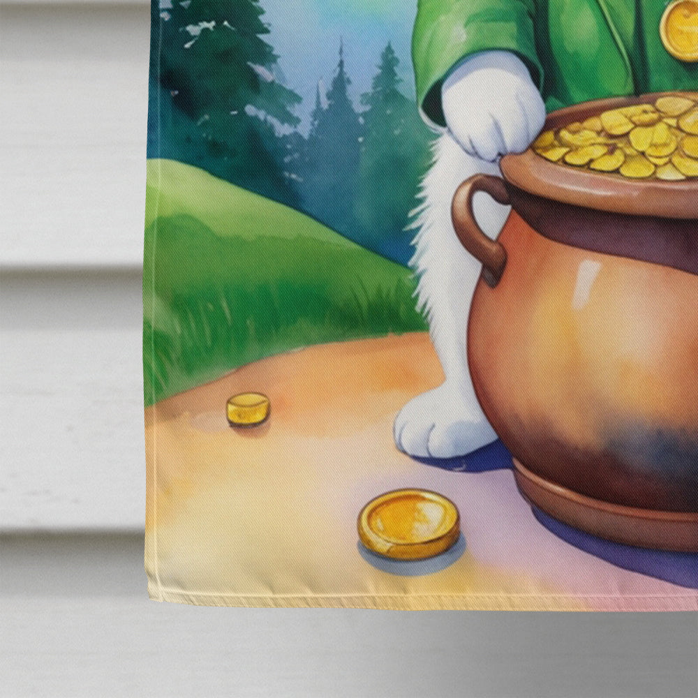 American Eskimo St Patrick's Day House Flag 28x40 Porch Sleeve Pole Decorative Outside Yard Banner Artwork Wall Hanging, Polyester