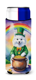 American Eskimo St Patrick's Day Slim Can Hugger , Insulated Foam Hugger for 12 oz Slim Cans, Beer Bottles & Water Bottles, Printed in USA