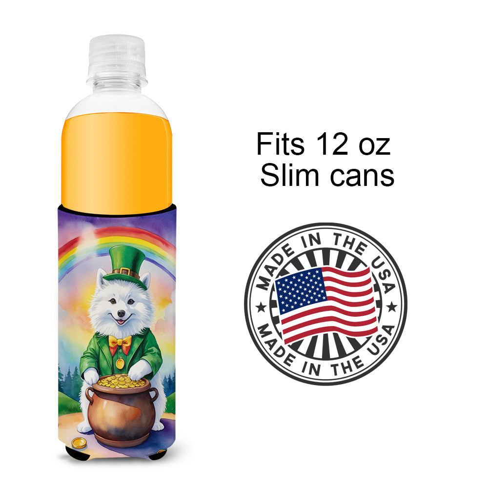 American Eskimo St Patrick's Day Slim Can Hugger , Insulated Foam Hugger for 12 oz Slim Cans, Beer Bottles & Water Bottles, Printed in USA