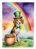 American Foxhound St Patrick's Day House Flag 28x40 Porch Sleeve Pole Decorative Outside Yard Banner Artwork Wall Hanging, Polyester