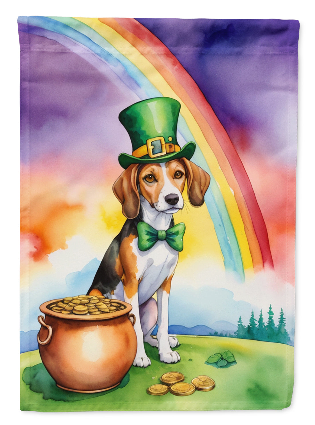 American Foxhound St Patrick's Day House Flag 28x40 Porch Sleeve Pole Decorative Outside Yard Banner Artwork Wall Hanging, Polyester