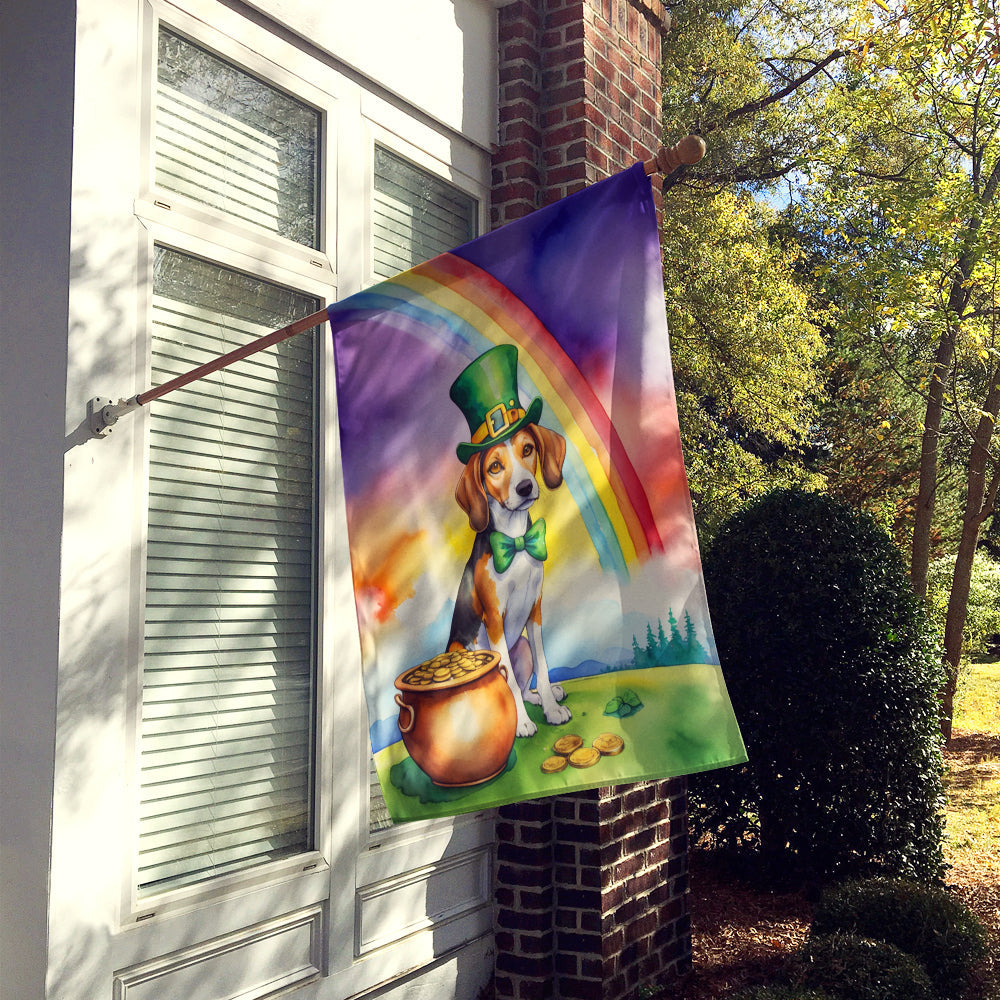 American Foxhound St Patrick's Day House Flag 28x40 Porch Sleeve Pole Decorative Outside Yard Banner Artwork Wall Hanging, Polyester