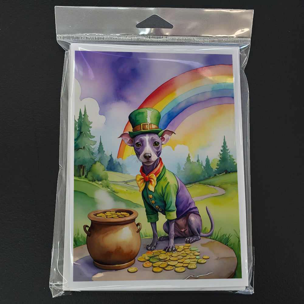 American Hairless Terrier St Patrick's Day Greeting Cards Pack of 8 Blank Cards with Envelopes Whimsical A7 Size 5x7