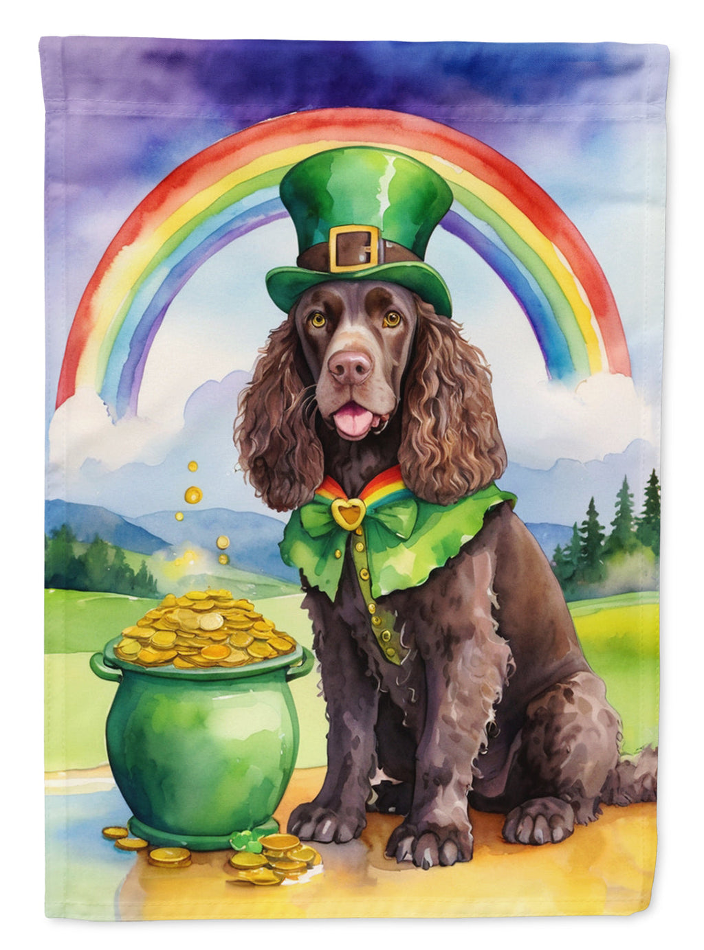 American Water Spaniel St Patrick's Day House Flag 28x40 Porch Sleeve Pole Decorative Outside Yard Banner Artwork Wall Hanging, Polyester
