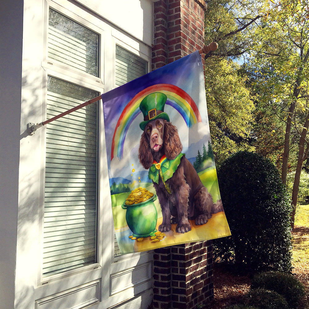 American Water Spaniel St Patrick's Day House Flag 28x40 Porch Sleeve Pole Decorative Outside Yard Banner Artwork Wall Hanging, Polyester