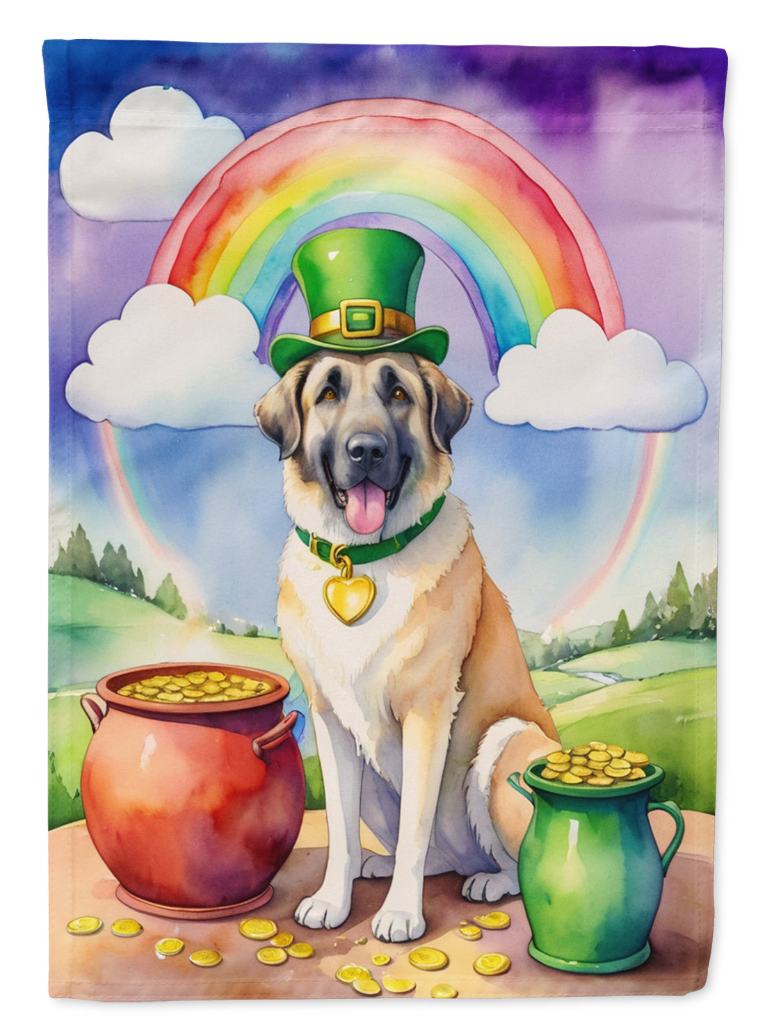 Anatolian Shepherd St Patrick's Day House Flag 28x40 Porch Sleeve Pole Decorative Outside Yard Banner Artwork Wall Hanging, Polyester