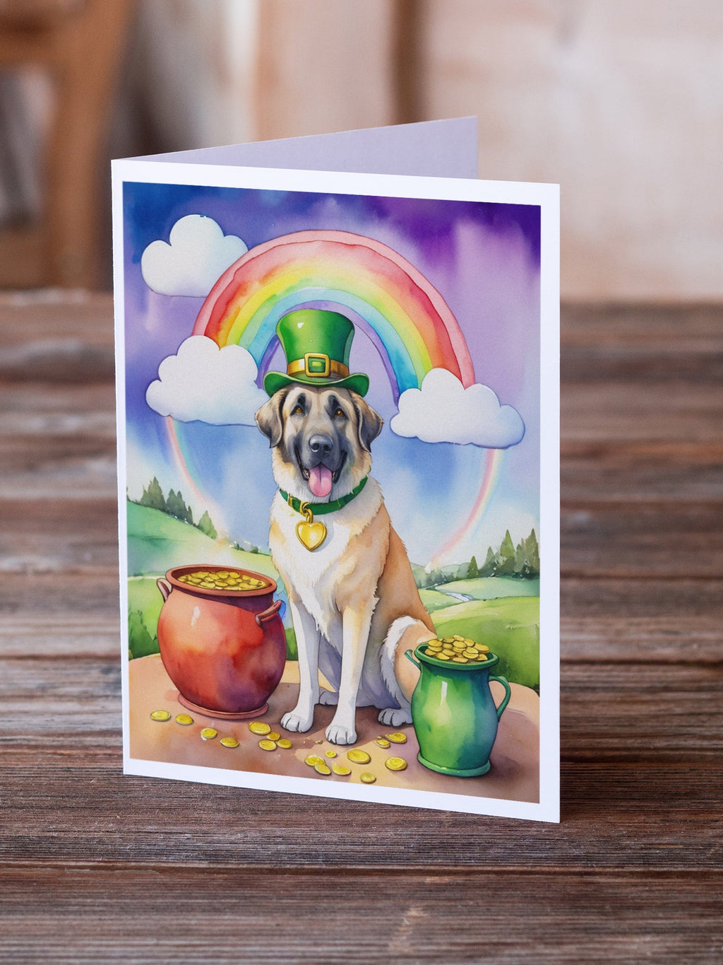 Anatolian Shepherd St Patrick's Day Greeting Cards Pack of 8 Blank Cards with Envelopes Whimsical A7 Size 5x7
