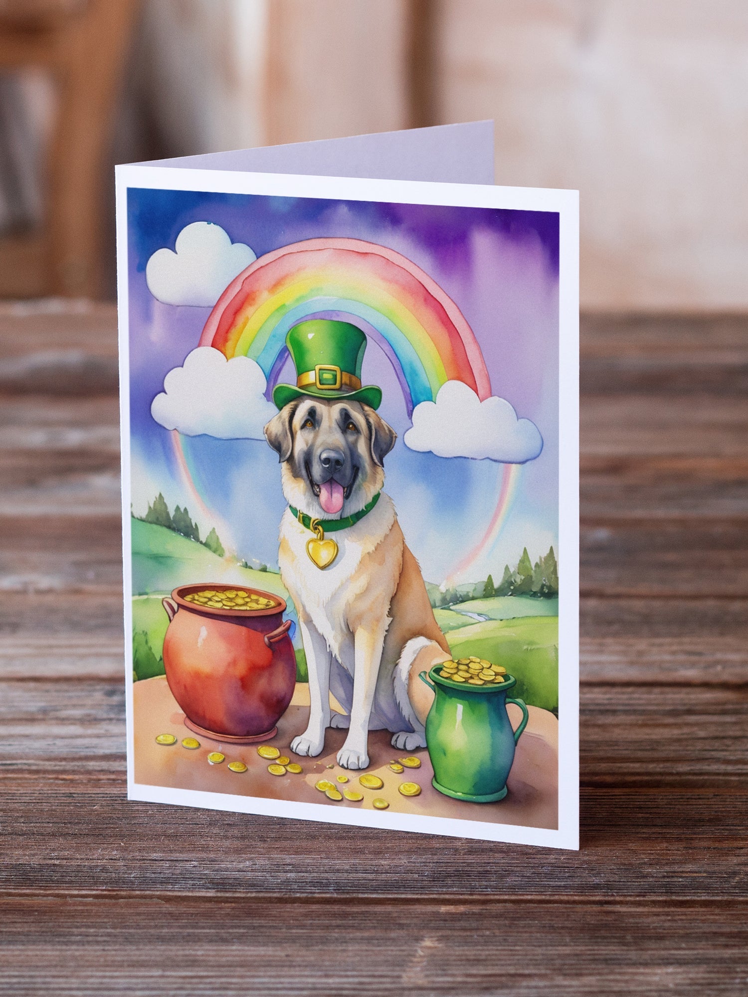 Anatolian Shepherd St Patrick's Day Greeting Cards Pack of 8 Blank Cards with Envelopes Whimsical A7 Size 5x7