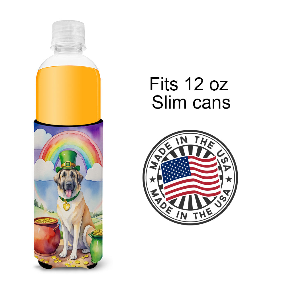 Anatolian Shepherd St Patrick's Day Slim Can Hugger , Insulated Foam Hugger for 12 oz Slim Cans, Beer Bottles & Water Bottles, Printed in USA