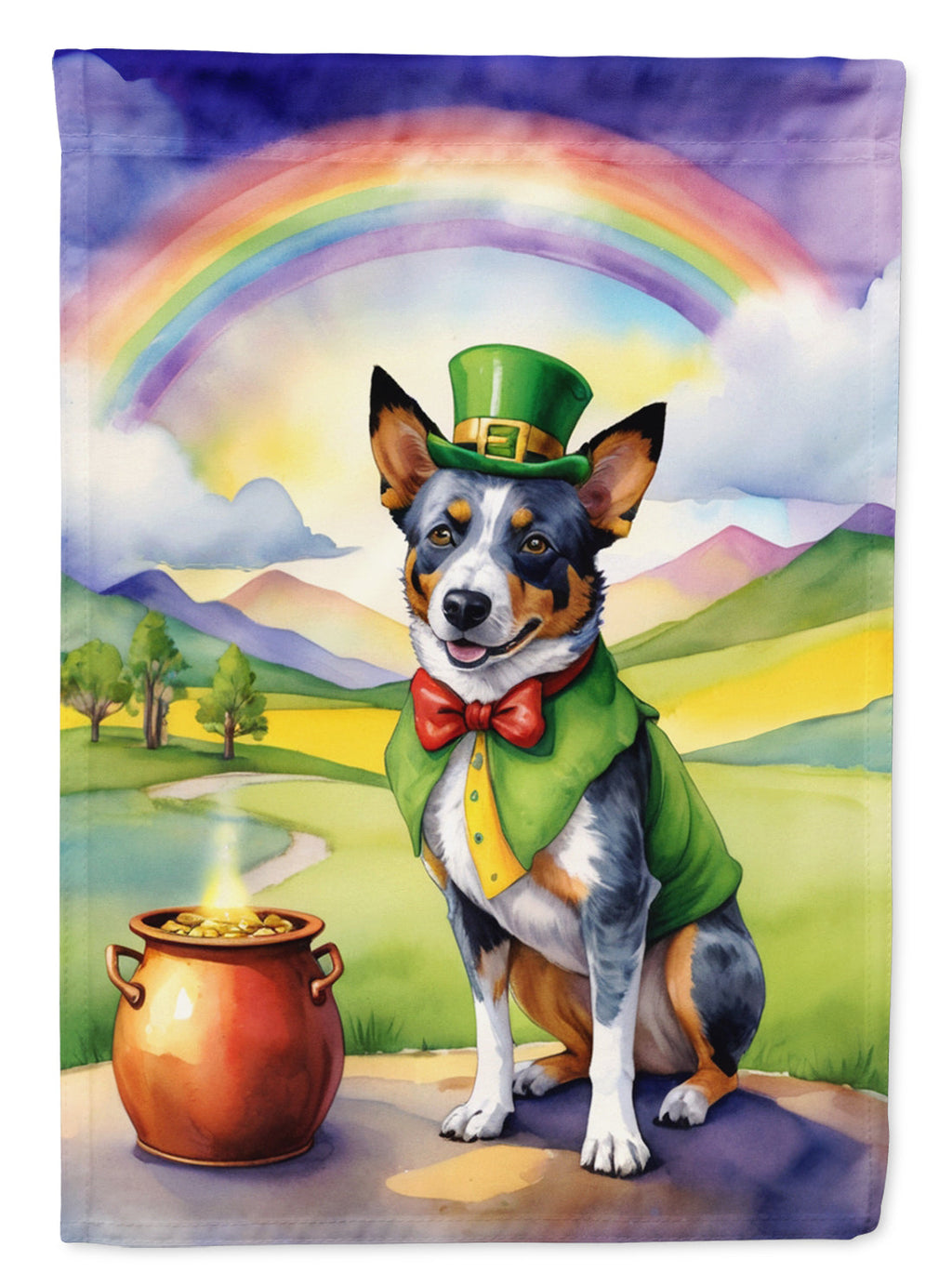 Australian Cattle Dog St Patrick's Day House Flag 28x40 Porch Sleeve Pole Decorative Outside Yard Banner Artwork Wall Hanging, Polyester